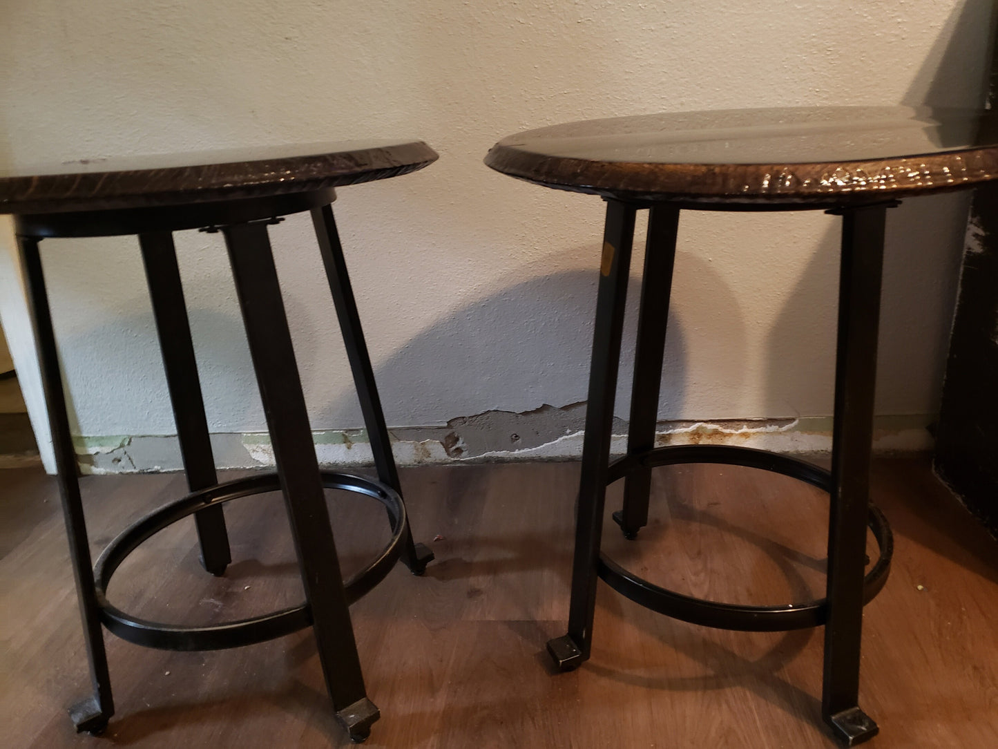 Burnt Oak Whiskey Barrel End Tables (Top only)