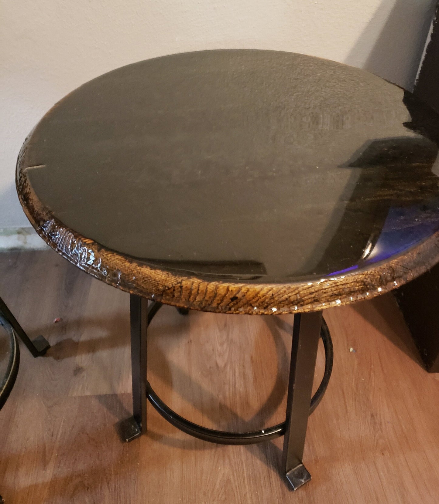 Burnt Oak Whiskey Barrel End Tables (Top only)