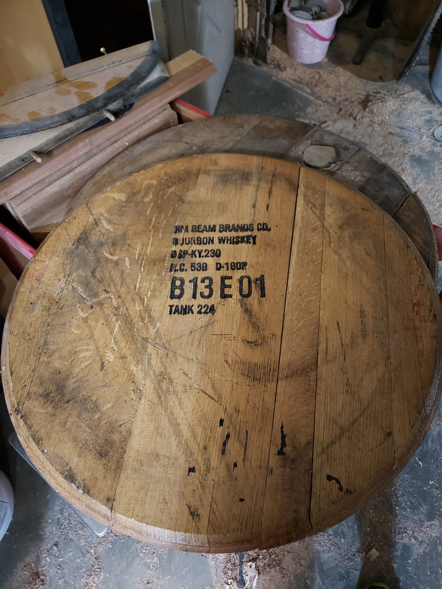 Genuine Jim Beam Bourbon Barrel Lid. Stamped and Serial Numbered