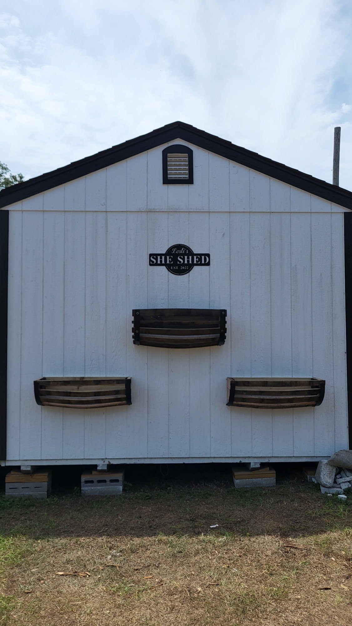 Whiskey Barrel Wall Hanging Planter Box (Clearcoat Finish)