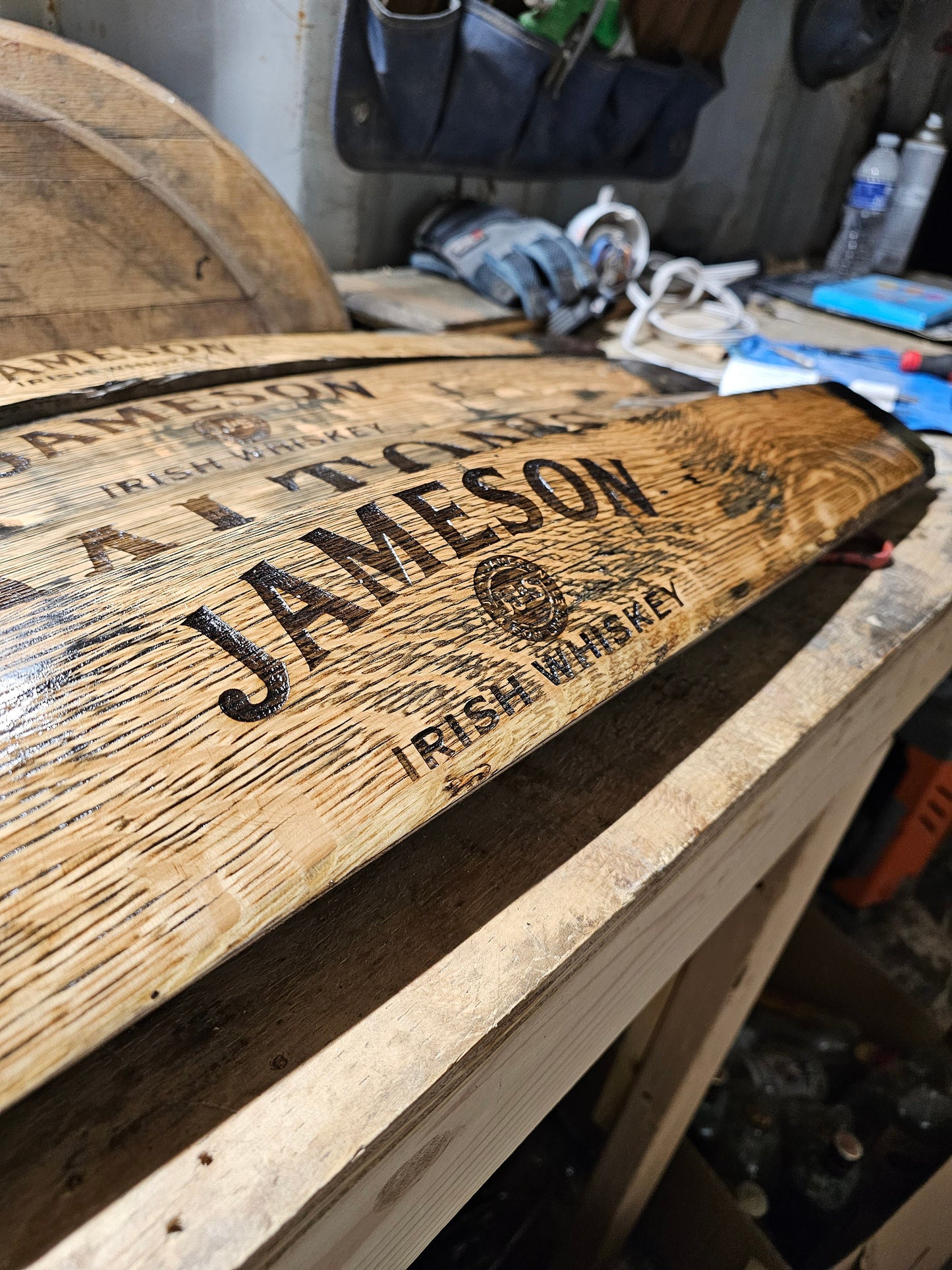 Jameson Irish Whiskey Custom Engraved Whiskey Stave. Available in 2.5" or 5" Staves