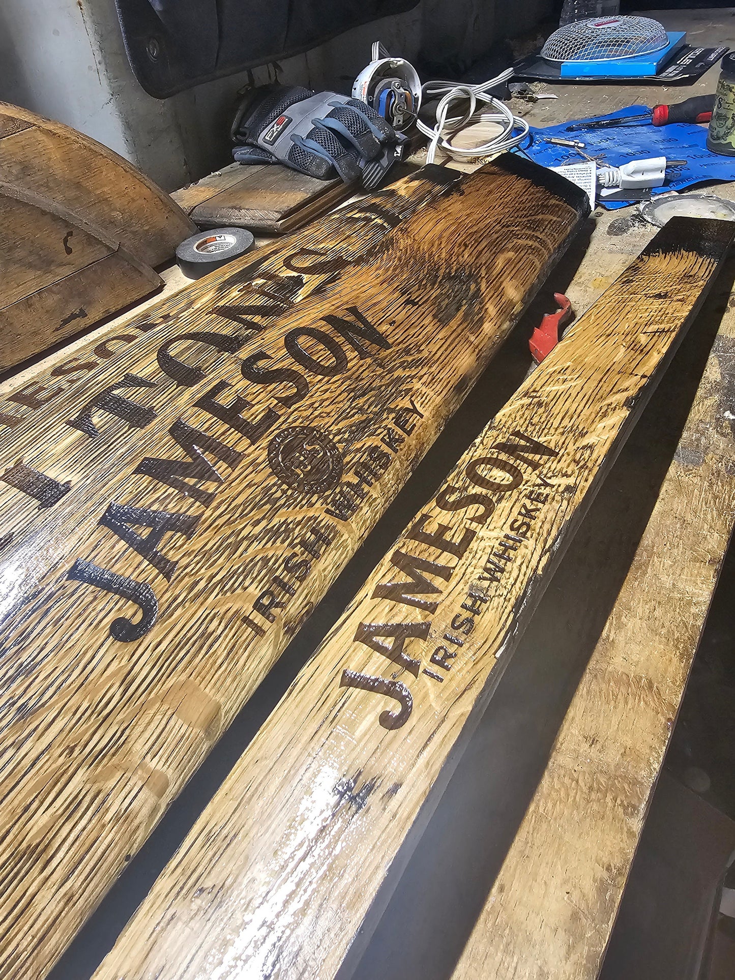 Jameson Irish Whiskey Custom Engraved Whiskey Stave. Available in 2.5" or 5" Staves